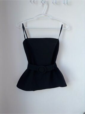 Ever New Black Strapless Peplum Top with Belt